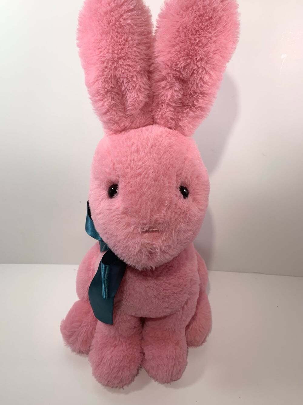 Sherbet Pink Bunny Animal Adventure Plush teal bow